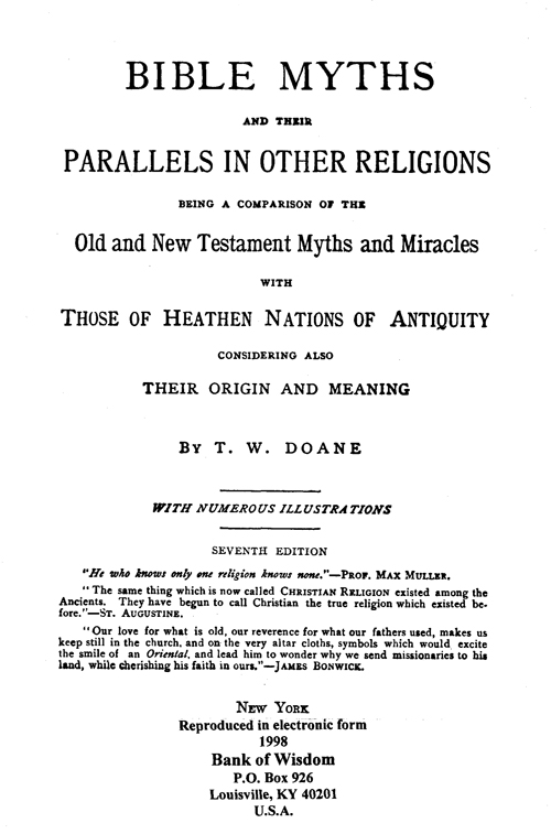 (image for) Bible Myths and their Parallels in Other Religions